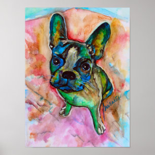 French Bulldog Watercolor Painting Poster