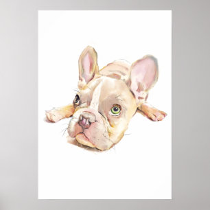 French Bulldog Watercolor Poster, Wall Art 