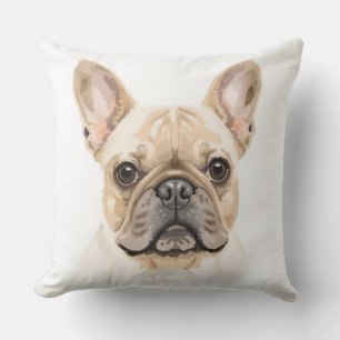 French Bulldog Watercolor Throw Pillow Neutral