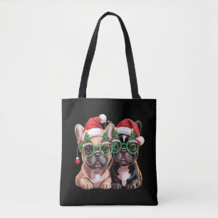 French Bulldog Wearing Christmas Tree Glasses  Tote Bag
