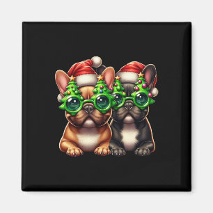 French Bulldog Wearing Christmas Tree Gles Men Wom Magnet
