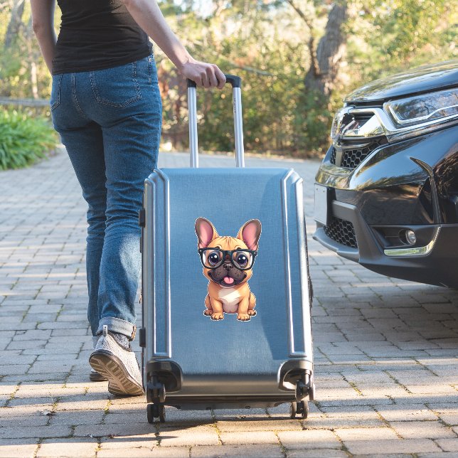 French Bulldog Wearing Glasses (Suitcase Insitu)