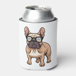 French Bulldog Wearing Glasses  Can Cooler