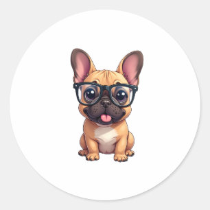 French Bulldog Wearing Glasses Classic Round Sticker