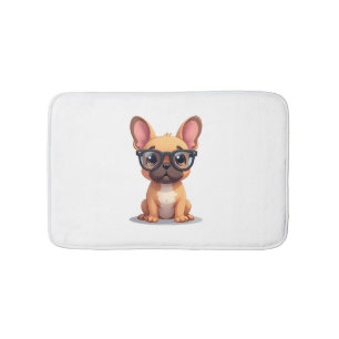 French Bulldog Wearing Glasses Copy Bath Mat