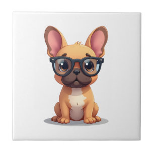 French Bulldog Wearing Glasses Copy Ceramic Tile