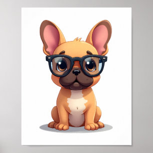 French Bulldog Wearing Glasses Copy Poster