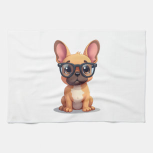 French Bulldog Wearing Glasses Copy Tea Towel