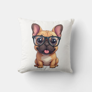 French Bulldog Wearing Glasses Cushion