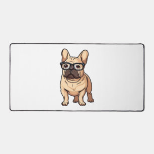 French Bulldog Wearing Glasses Desk Mat