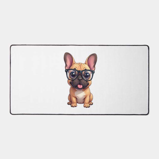 French Bulldog Wearing Glasses Desk Mat (Front)