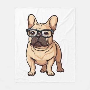 French Bulldog Wearing Glasses Fleece Blanket