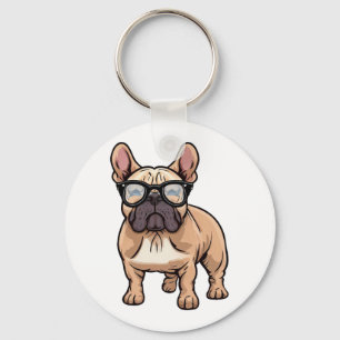 French Bulldog Wearing Glasses  Key Ring