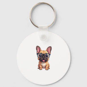French Bulldog Wearing Glasses Key Ring