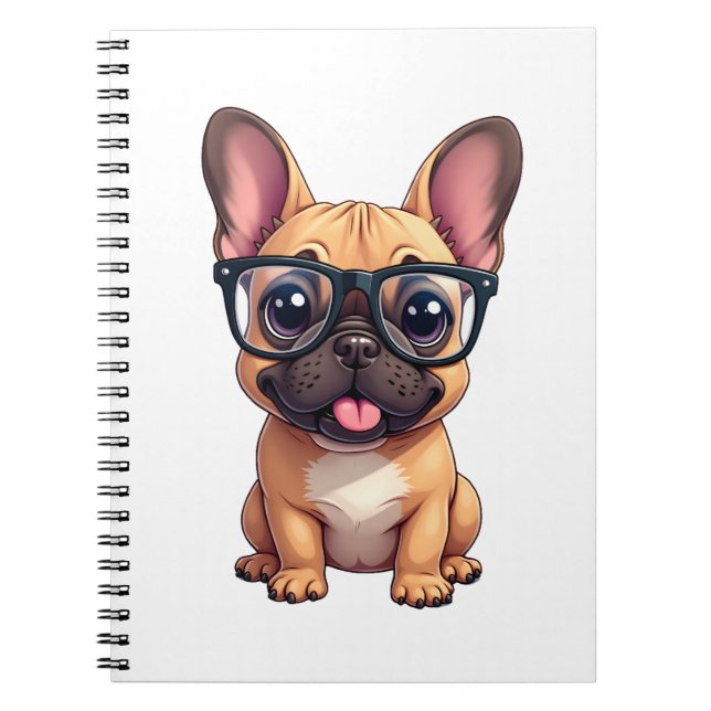 French Bulldog Wearing Glasses Notebook (Front)