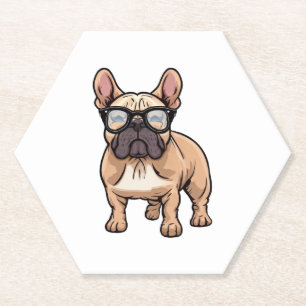 French Bulldog Wearing Glasses Paper Coaster