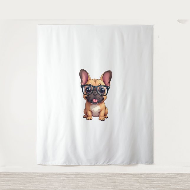 French Bulldog Wearing Glasses Tapestry (Front)