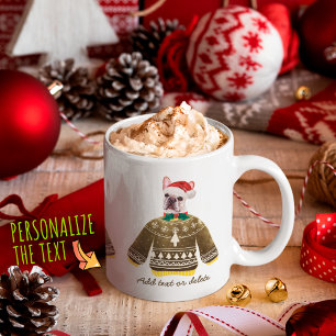 French Bulldog Wearing Ugly Sweater Xmas Dog Lover Coffee Mug