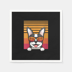 french bulldog wears sunglasses dog lover gift . napkin
