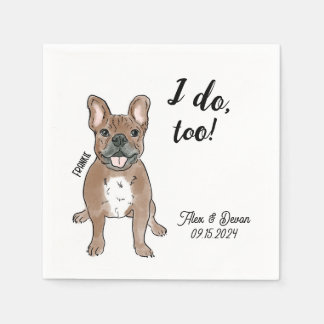 French Bulldog Wedding Cocktail Napkin