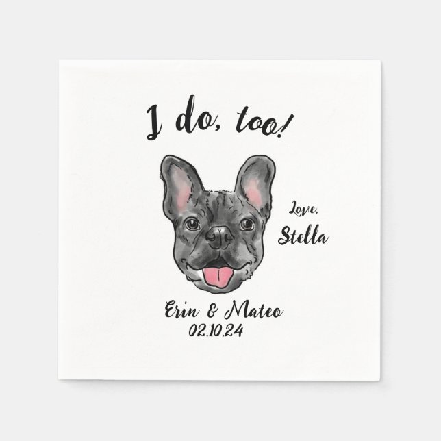French Bulldog Wedding Cocktail Napkin (Front)