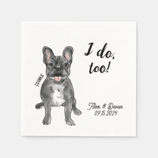 French Bulldog Wedding Cocktail Napkin