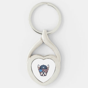 French Bulldog Weekend Party 4th of July Key Ring