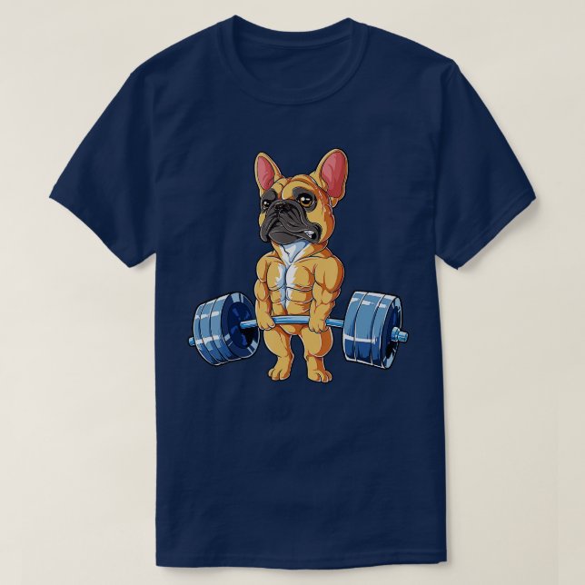 French Bulldog Weightlifting Fawn Deadlift Fitness T-Shirt (Design Front)