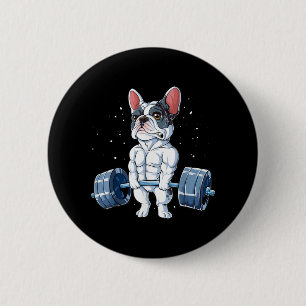 French Bulldog Weightlifting Funny Deadlift Gym 6 Cm Round Badge