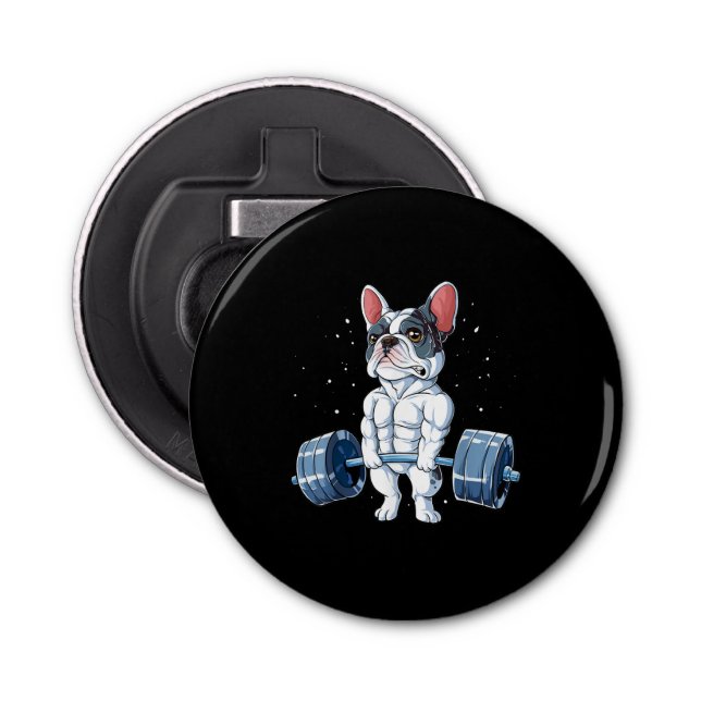 French Bulldog Weightlifting Funny Deadlift Gym Bottle Opener (Front)