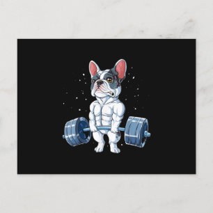 French Bulldog Weightlifting Funny Deadlift Gym Holiday Postcard