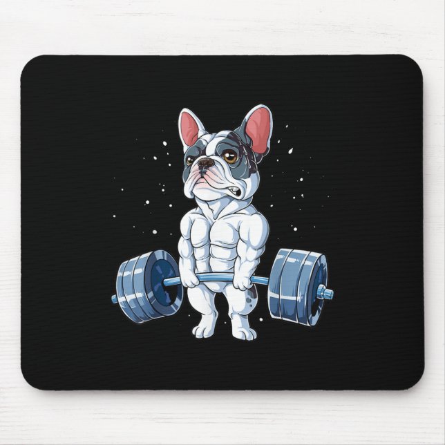 French Bulldog Weightlifting Funny Deadlift Gym Mouse Pad (Front)