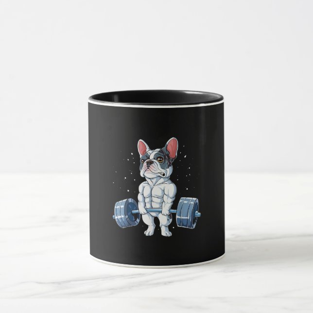 French Bulldog Weightlifting Funny Deadlift Gym Mug (Center)