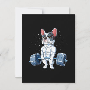 French Bulldog Weightlifting Funny Deadlift Gym Thank You Card