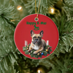 French Bulldog Weihnachten Weihnachtskranz Ceramic Ornament