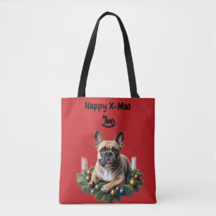 French Bulldog Weihnachten Weihnachtskranz Tote Bag