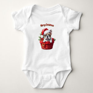 French Bulldog Weihnachtskorb  Christmas  Baby Bodysuit