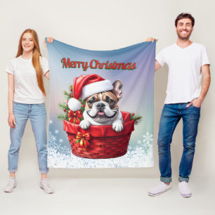 French Bulldog Weihnachtskorb Christmas Fleece Blanket