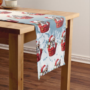 French Bulldog Weihnachtskorb Christmas Short Table Runner