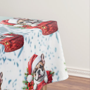French Bulldog Weihnachtskorb Christmas Tablecloth