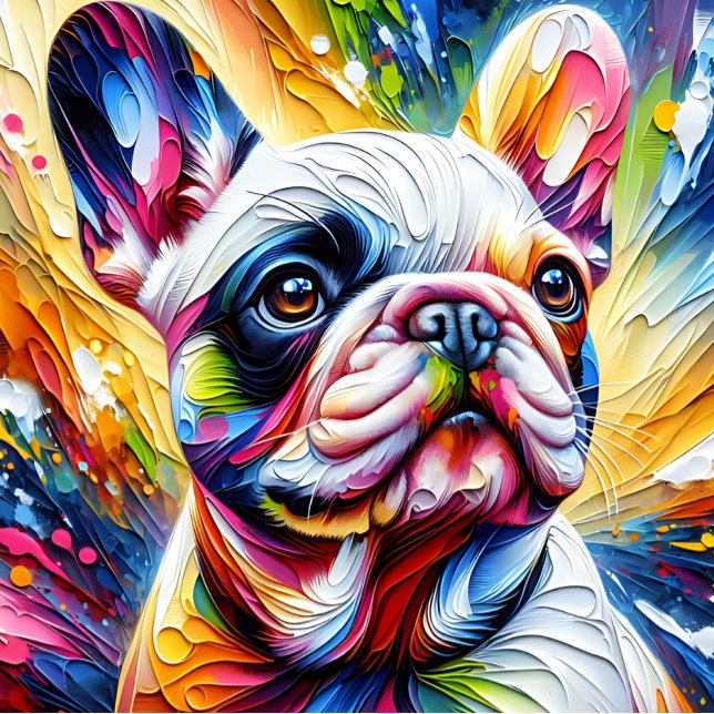 French Bulldog White Acrylic Print | Colourful Jigsaw Puzzle (Creator Uploaded)