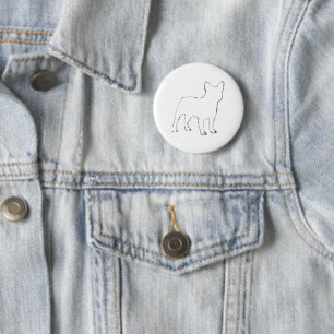 French Bulldog White Silhouette 6 Cm Round Badge