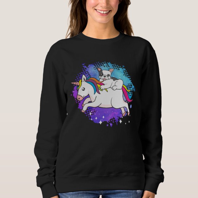 French bulldog who rashes a unicorn dog sweatshirt (Front)
