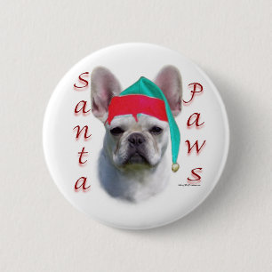 French Bulldog (wht) Santa Paws 6 Cm Round Badge