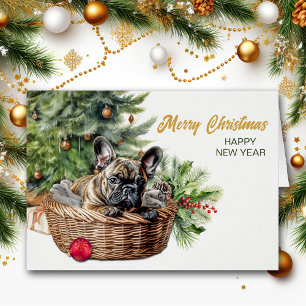 French Bulldog Wicker Basket Christmas Tree
