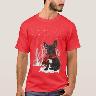 French Bulldog Winter Scarf  Dogs Tree Forest Snow T-Shirt