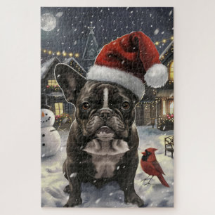 French Bulldog Winter Wonderland Christmas Joy Jigsaw Puzzle