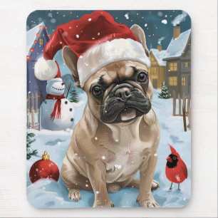 French Bulldog Winter Wonderland Christmas Joy Mouse Pad