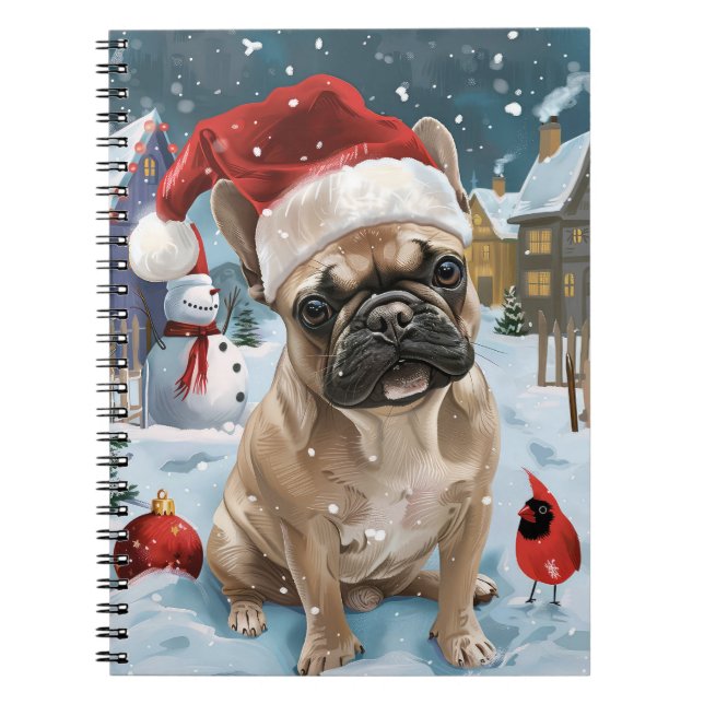 French Bulldog Winter Wonderland Christmas Joy Notebook (Front)