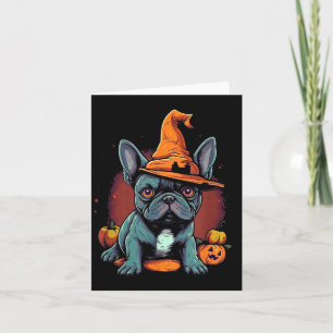 French Bulldog Witch Hat Halloween Costume Dog Card